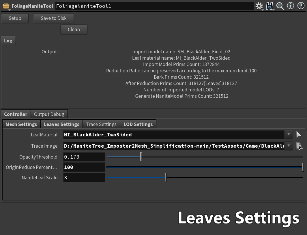 HDA Leaves Settings